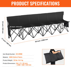 VEVOR 6/8Seat Foldable Sideline Bench
