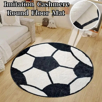 Soft Round Football/Soccer Floor Rug