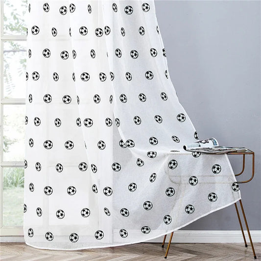 Cartoon Football Embroidery Curtains