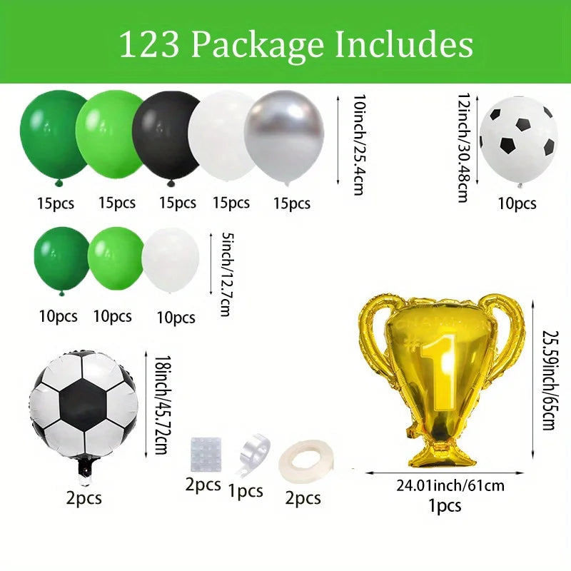 123PCS Football Themed Balloon Arch Set