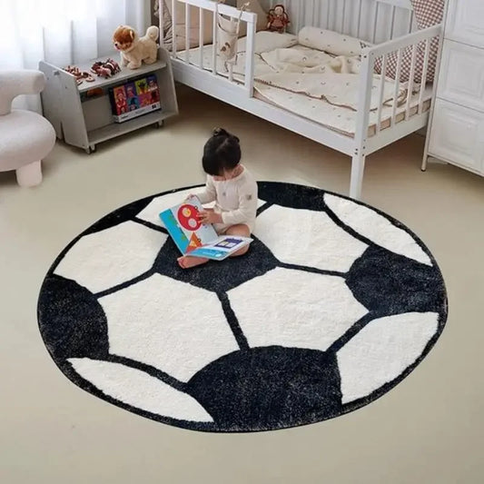 Soft Round Football/Soccer Floor Rug